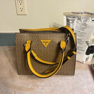 GUESS Tan and Yellow Satchel